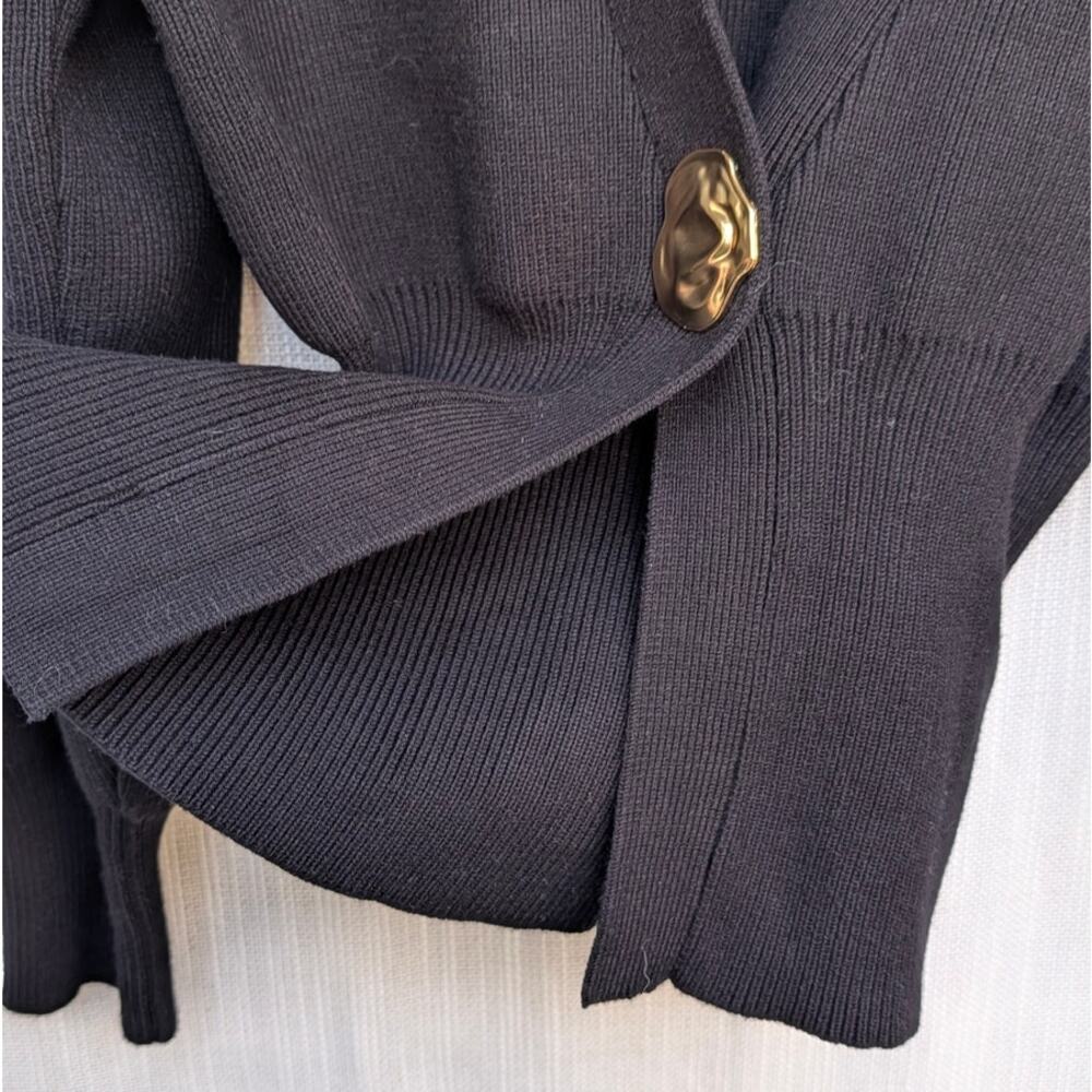 Urban Revivo Cardigan Womens 6 Black V Neck Knitted Gold Button Long Sleeve - Picture 6 of 10